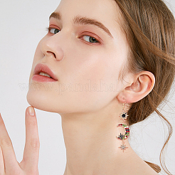 9 пара 9 стильных эмалевых асимметричных серег со стразами в виде солнца EJEW-AN0002-14