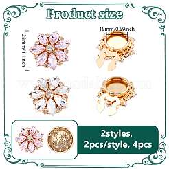 4 шт. 2-х цветные запонки из сплава со стразами HJEW-NB00211