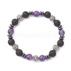 Браслеты из натуральных смешанных драгоценных камней и лавы для женщин&nbsp;BJEW-JB12768