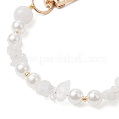 Натуральный кварцевый кристалл и круглая искусственная жемчужина из АБС-пластика удлинительные цепочки&nbsp;AJEW-BA00147-02