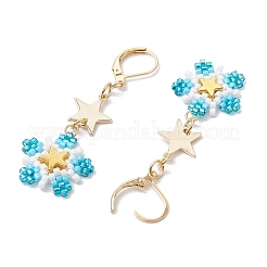 Латунные стеклянные бусины цветы серьги-гвоздики EJEW-MZ00426-03