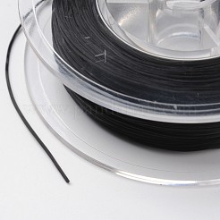 日本の環境に優しい染めフラット弾性クリスタルストリング  弾性ビーズ糸  ストレッチブレスレット作り用  フラット  ブラック  0.6mm  約60m /ロール（65.62ヤード/ロール）&nbsp;EW-F005-0.6mm-09