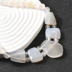 Collane di perline graduate sfaccettate in agata bianca naturale per le donne&nbsp;NJEW-B128-01J