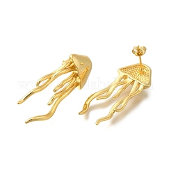 Стойка покрытие медуза латунные серьги-гвоздики&nbsp;EJEW-I310-19G