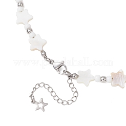 2 шт. 2 варианта ожерелий из натуральных белых ракушек и латунных бусин в форме луны и звезды&nbsp;NJEW-JN05854