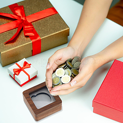 Квадратные ящики для хранения монет из черного ореха CON-WH0099-62B