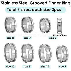 14 шт. 7 стиля 201 нержавеющая сталь рифленые кольца для пальцев&nbsp;STAS-SC0010-66