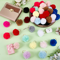 60 Stück Schlüsselanhänger aus Polyester-Fellballen in 15 Farben&nbsp;AJEW-FG0005-47