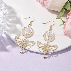 Естественно розовые болтающиеся серьги кварцевые EJEW-TA00398