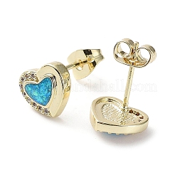 Orecchini a bottone in vero ottone placcato oro 18k con micro pavé di zirconi cubici&nbsp;EJEW-C069-01A-G