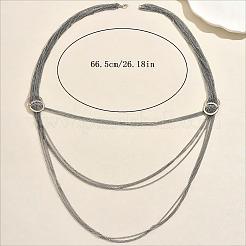 Длинные колье из металлизированной многослойной цепочки с кисточками и двойной застежкой.&nbsp;IV6162-2