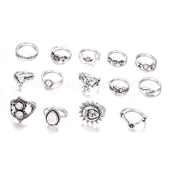 Ensemble de bagues en strass 14pcs 14 styles&nbsp;AJEW-PW0005-02AS