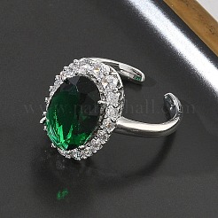 Bagues ouvertes en laiton avec micro pavé de zircones cubiques pour femmes&nbsp;RJEW-L343-17P-08