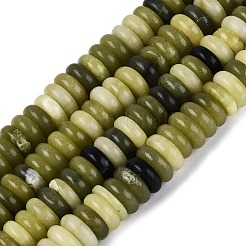 天然岫岩のヒスイのビーズ連売り  ディスク  ヒシビーズ  9.5~10x2~4mm  穴：0.9~1.2mm  約102~112個/連  14.76~15.16インチ（37.5~38.5cm）&nbsp;G-Q616-08A-02