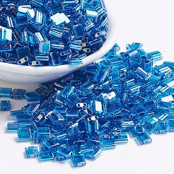 MIYUKIティラビーズ  日本製シードビーズ  2穴  （tl291)透明カプリブルーab  5x5x1.9mm  穴：0.8mm  約118PCS /ボトル  10 G /ボトル&nbsp;SEED-JP0008-TL291