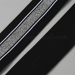 フラットポリエステルストライプ伸縮性ワイドバンド  ブラック  40mm&nbsp;OCOR-WH0058-87A-01
