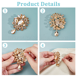 2 шт. броши из цинкового сплава со стразами в виде цветка и капли для одежды рюкзака JEWB-FH0002-24