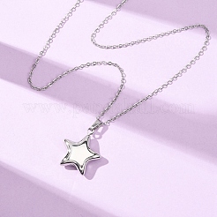 Collares con colgante de estrella de acero inoxidable 304 y cadena de cable para hombres y mujeres&nbsp;NJEW-K308-02A-P