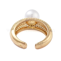 Открытые манжеты из латуни с микро-паве и кубическим цирконием для женщин RJEW-B064-07G