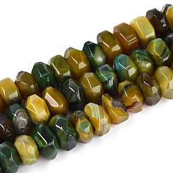 天然石瑪瑙ビーズ連売り  染め  多面カット  ロンデル  黄緑  11~18x11~18x8~10mm  穴：1.2mm  約40~41個/連  14.57~14.96インチ（37~38cm）&nbsp;G-N356-01A-06