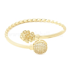 Браслеты-манжеты из латуни с микропаве из прозрачных кубических цирконий для женщин&nbsp;BJEW-F526-09G