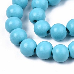 Brins de perles de bois naturel peintes à la bombe&nbsp;WOOD-S053-56B