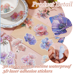 30pcs 30 Arten wasserdichte 3D-Laser-Klebeaufkleber&nbsp;DIY-WH0308-779-1