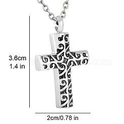 Colliers avec pendentif en forme de croix en acier inoxydable pour cendres&nbsp;PW-WG49B9E-01