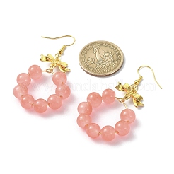 Boucles d'oreilles pendantes avec anneau en perles de verre imitation jade&nbsp;EJEW-JE05567-02