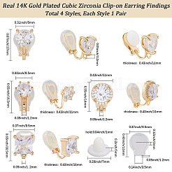 8 шт. 4 стиля латунных клипс для сережек для женщин KK-BBC0019-94