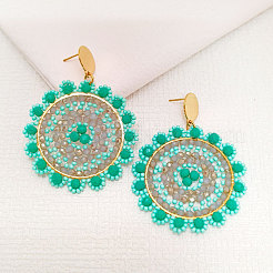 Серьги-гвоздики со стеклянными подвесками из нержавеющей стали 304&nbsp;FS-WG8075B-01