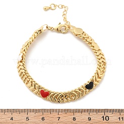 Браслеты из латунных эмалевых сердечек для женщин BJEW-B125-07G