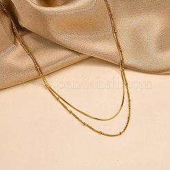 Двухслойное ожерелье из нержавеющей стали 304 NJEW-Q321-01G