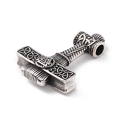 チベット風 304 ステンレススチールペンダント  ハンマー  アンティークシルバー  48x35.5x10.5mm  穴：5mm&nbsp;STAS-P305-02AS