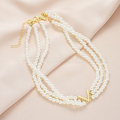 Буква v сплав и пластиковые жемчужины круглые бусины многослойные колье и браслеты комплекты FS-WG3C0FB-01