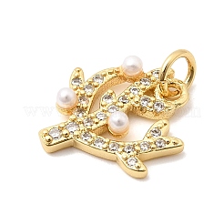 Pendenti in zirconi cubici trasparenti in micro pavè di ottone&nbsp;KK-Z160-17G-01