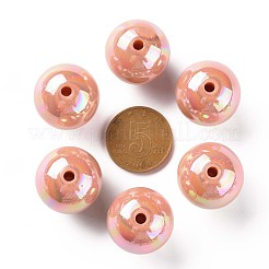 不透明なアクリルビーズ  ABカラーメッキ  ラウンド  ダークサーモン  20x19mm  穴：2~3mm  約111個/500g&nbsp;MACR-S370-D20mm-35