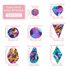 32 Stück 8 Stil Regenbogenfarbe 304 Edelstahl Anhänger&nbsp;STAS-CD0001-28