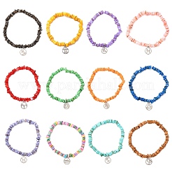 12 шт. 12 стильных браслета с подвесками в виде созвездия из нержавеющей стали 304 BJEW-JB12479