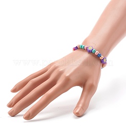 Bracelets extensibles en perles de bois naturel rond&nbsp;BJEW-JB06596