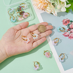 7 пара серег-колец в форме цветка из нержавеющей стали 304&nbsp;EJEW-AR00007