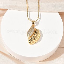 Ожерелья с подвесками из нержавеющей стали 304 с микропаве из прозрачных кубических цирконий для женщин&nbsp;LS-NJEW-Z103-01G-03