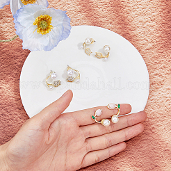 3 пара 3-х стильных серег-гвоздиков в форме тюльпана со стразами и пластиковыми жемчужными бусинами EJEW-FI0001-51