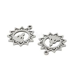 ステンレスペンダント201個  レーザー切断  18KGP本金メッキ  仏陀と花のチャーム  17x15.5x1mm  穴：1.4mm&nbsp;STAS-Z195-02P-01