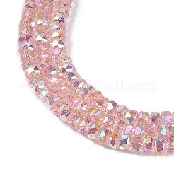 電気メッキガラスビーズセット  パール光沢メッキ  多面カット  ロンデル  ピンク  2.4~3x4mm  穴：1mm  約145~151個/連  37.5~40cm&nbsp;X-GLAA-Q105-03B
