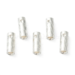 Brass Tube Beads, Long-Lasting Plated, Textured Tube, 925 Sterling Silver Plated, 12x5mm, Hole: 3mm and 0.9mm