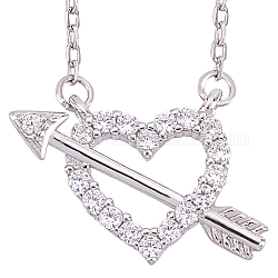Creatcabin collier pendentif en argent sterling plaqué rhodium 925, collier pendentif coeur strass cristal avec carte pour fille bonus, platine, 19.7 pouce (50 cm)