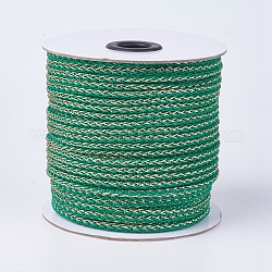 Cordón trenzado de resina y poliéster, Cordón metálico, verde, 5x4mm, aproximamente 50 yardas / rodillo