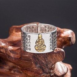 Verstellbare Messingmanschettenringe, buddhistisches Thema, vairocana, antikem Silber & antike Gold