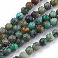 Brins de perles turquoises africaines naturelles (jaspe), ronde, 6mm, Trou: 1mm, Environ 60 pcs/chapelet, 15.5 pouce